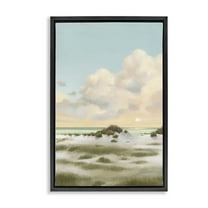 Stupell Industries Land & Sea Painting Landscape Painting Black Floater Framed Canvas Art Print Wall Art, 17 x 25