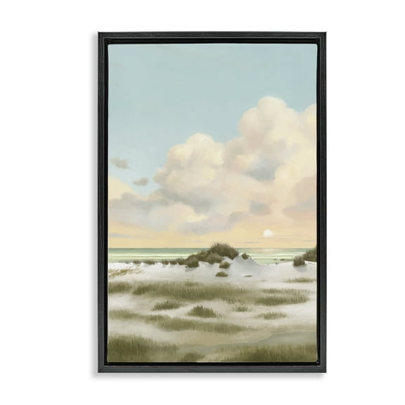 Stupell Industries Land & Sea Painting Landscape Painting Black Floater Framed Canvas Art Print Wall Art, 17 x 25