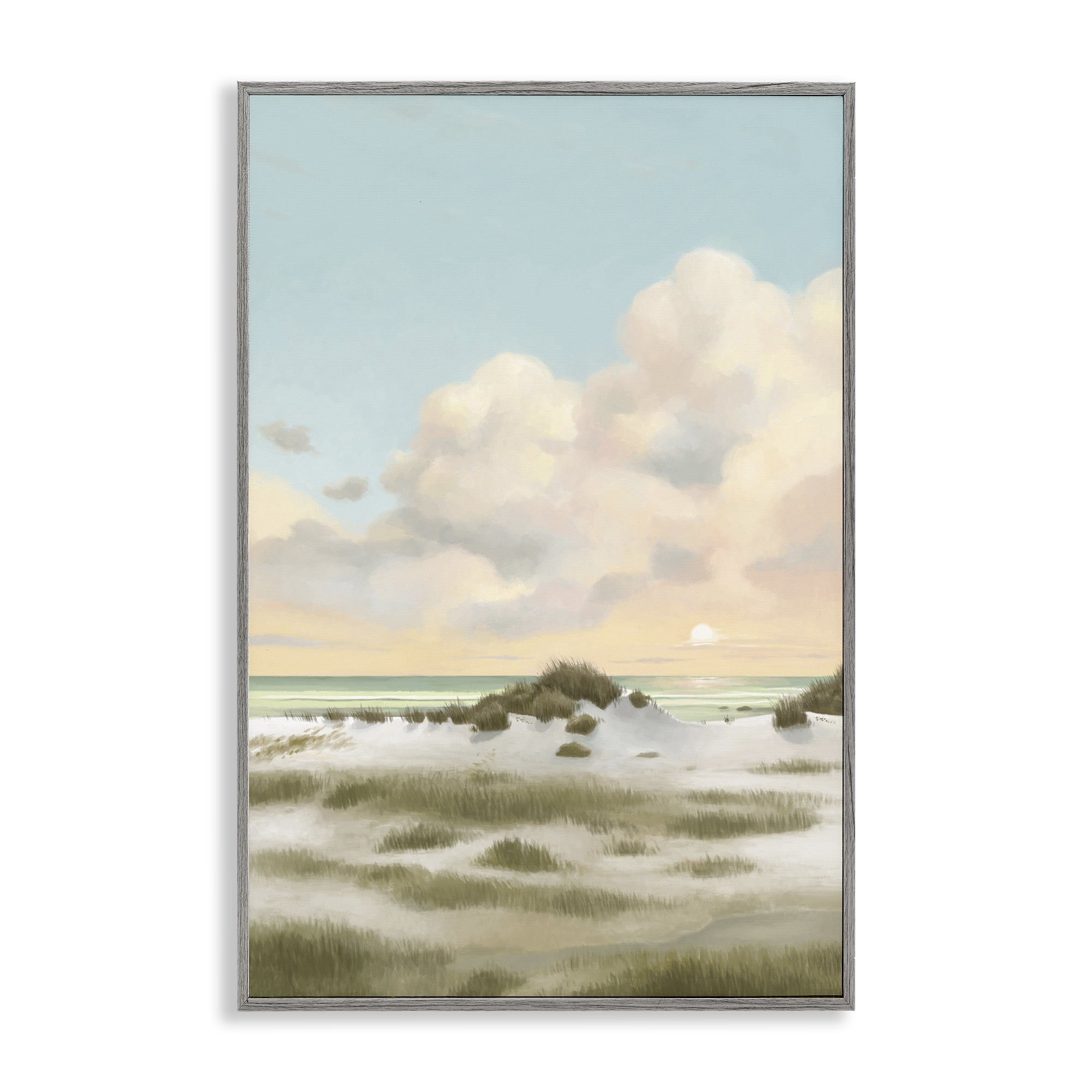Stupell Industries Land & Sea Painting Landscape Painting Gray Framed Art Print Wall Art, 12 x 18