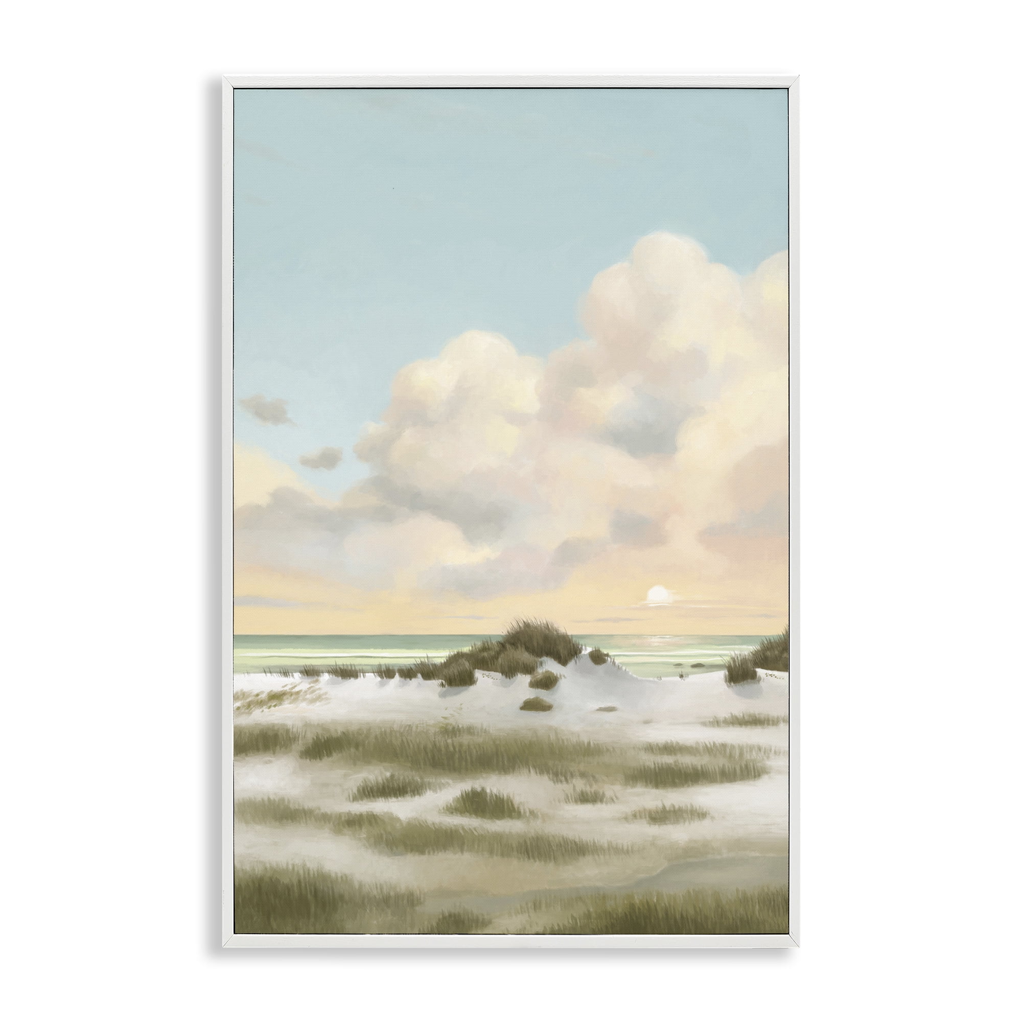 Stupell Industries Land & Sea Painting Landscape Painting White Framed Art Print Wall Art, 12 x 18
