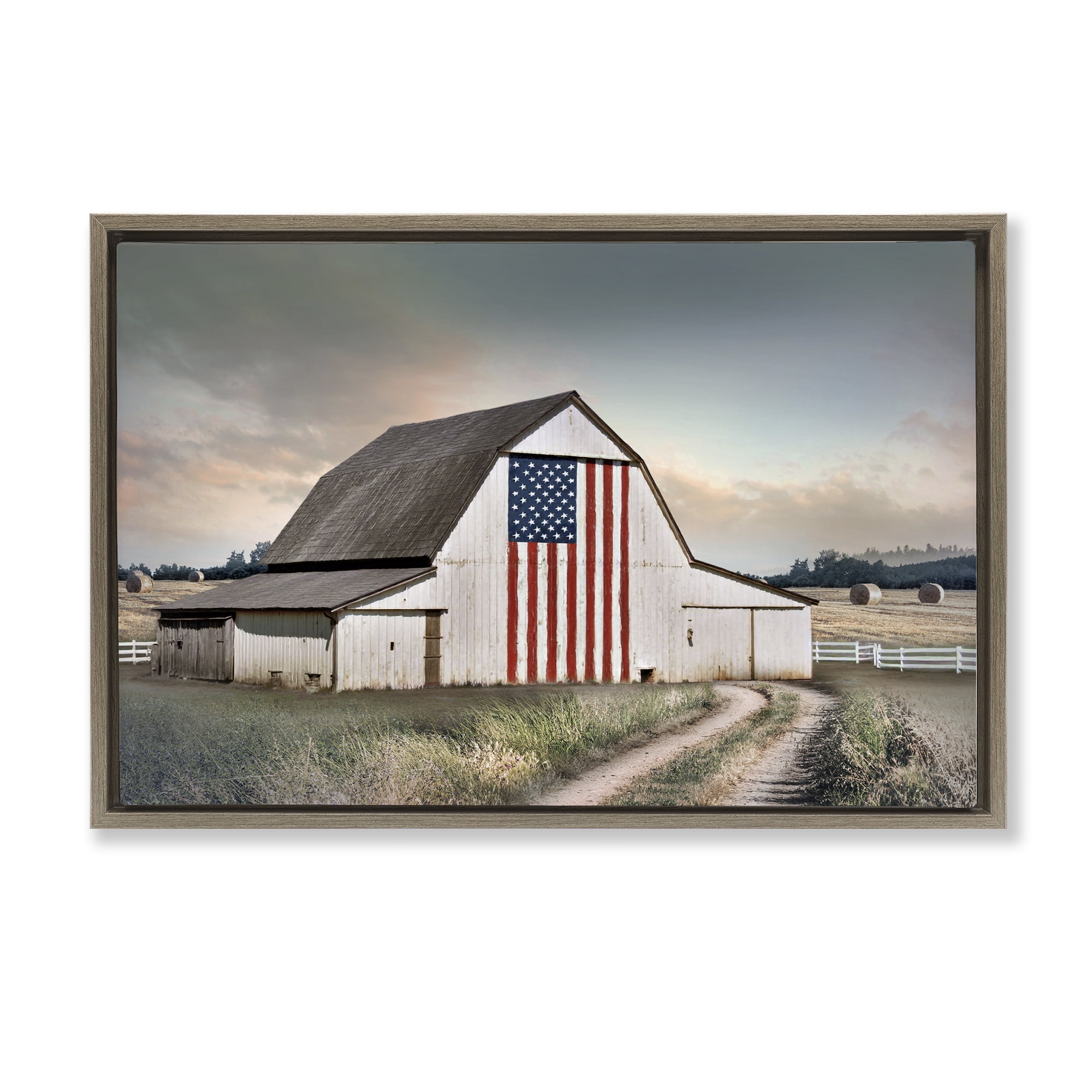 Stupell Industries Land That I Love Barn Brown Framed Floater Canvas Wall Art, design by CAD Designs