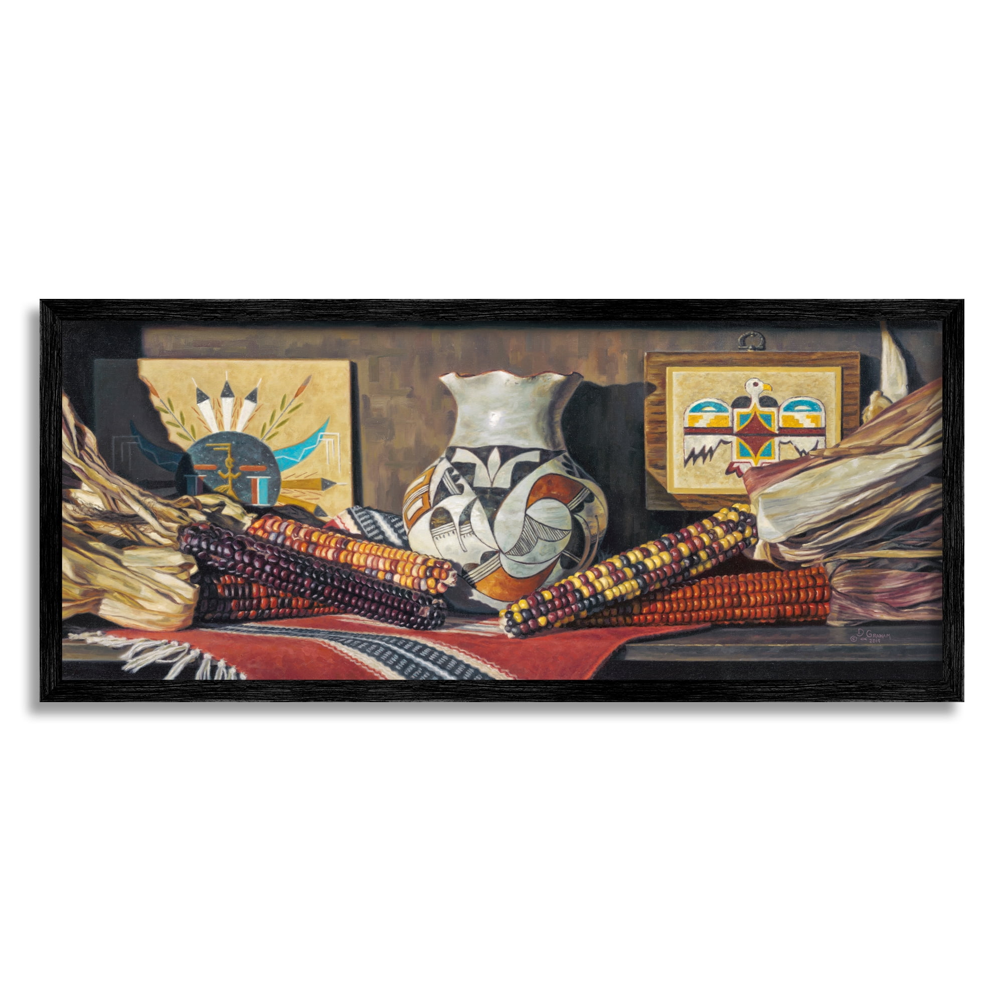 Stupell Industries Land of Enchantment Painting Abstract Painting Black Framed Art Print Wall Art, 30 x 13
