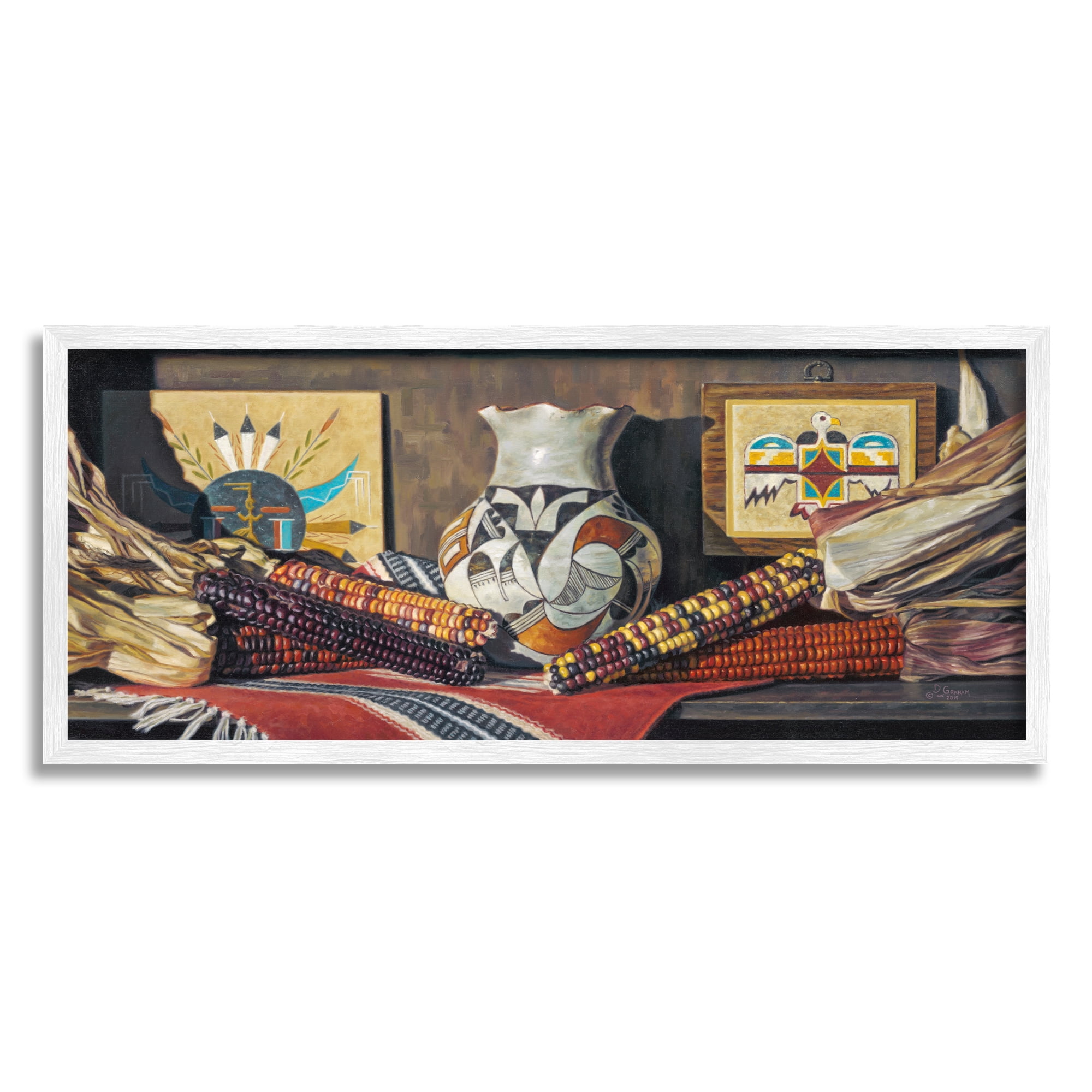 Stupell Industries Land of Enchantment Painting Abstract Painting White Framed Art Print Wall Art, 24 x 10