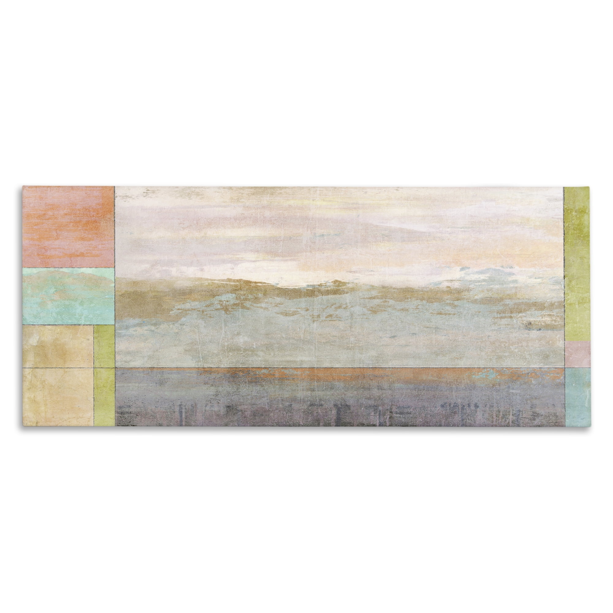 Stupell Industries Landscape & Geometric Border Landscape Painting Gallery Wrapped Canvas Art Print Wall Art, 40 x 17