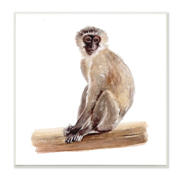 Stupell Industries Langur Monkey Watercolor Painting Children's Nursery Animal, 12 x 12,Design by Fox Hollow Studios