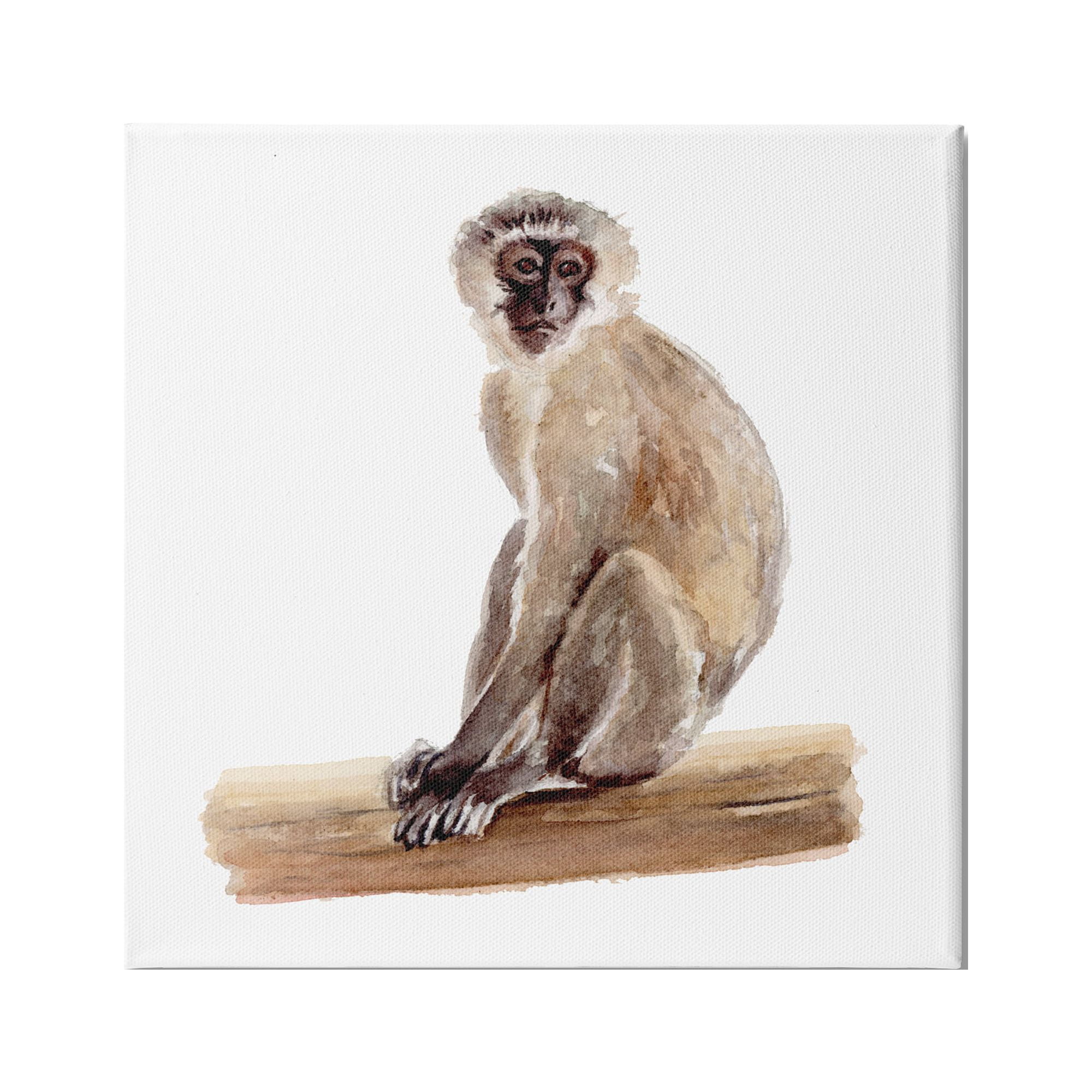 Stupell Industries Langur Monkey Watercolor Painting Children's Nursery Animal, 17 x 17,Design by Fox Hollow Studios