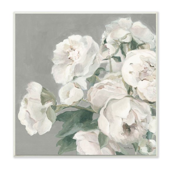Stupell Industries Large Flowers Neutral Grey Painting Wall Plaque Art by Marilyn Hageman