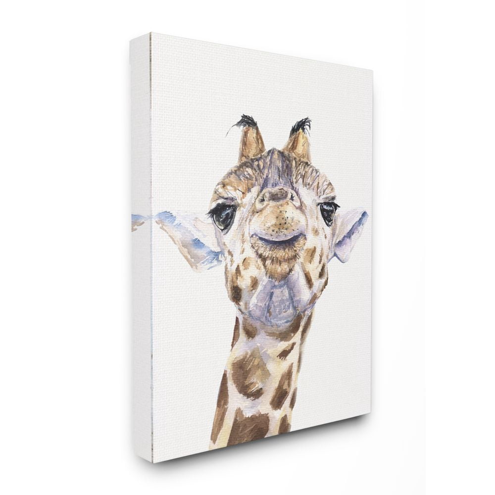 Stupell Industries Large Giraffe Face Head Animal Watercolor Painting Canvas Wall Art by George Dyachenko
