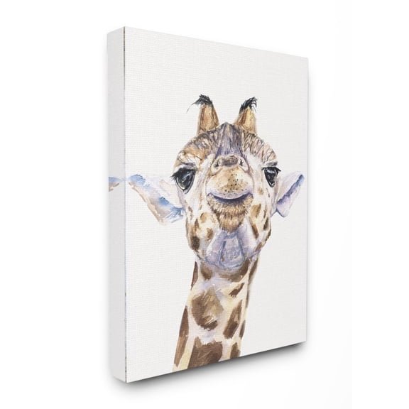 Stupell Industries Large Giraffe Face Head Animal Watercolor Painting Canvas Wall Art by George Dyachenko