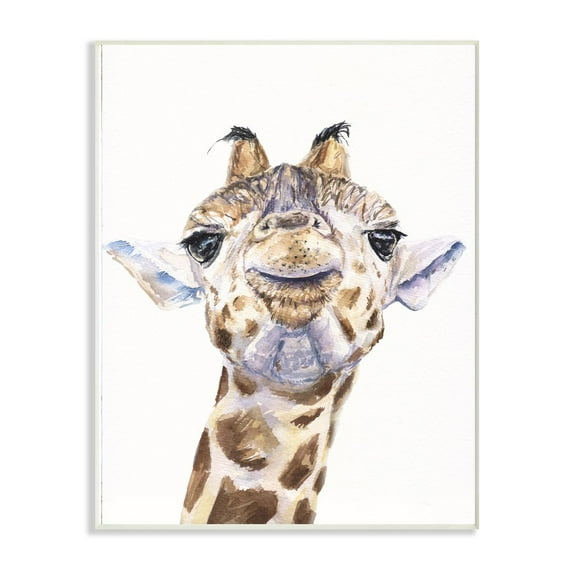 Stupell Industries Large Giraffe Face Head Animal Watercolor Painting Wall Plaque Art by George Dyachenko
