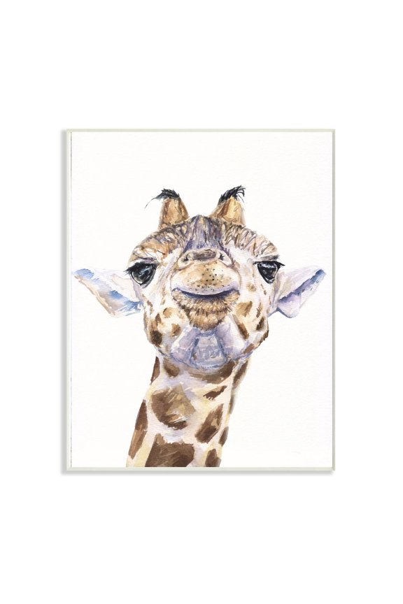 Industries Large Giraffe Face Head Animal Watercolor Painting Wall Plaque Art by George Dyachenko