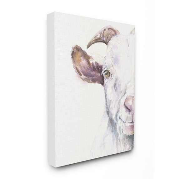 Stupell Industries Large Goat Head Animal Watercolor Painting Canvas Wall Art by George Dyachenko