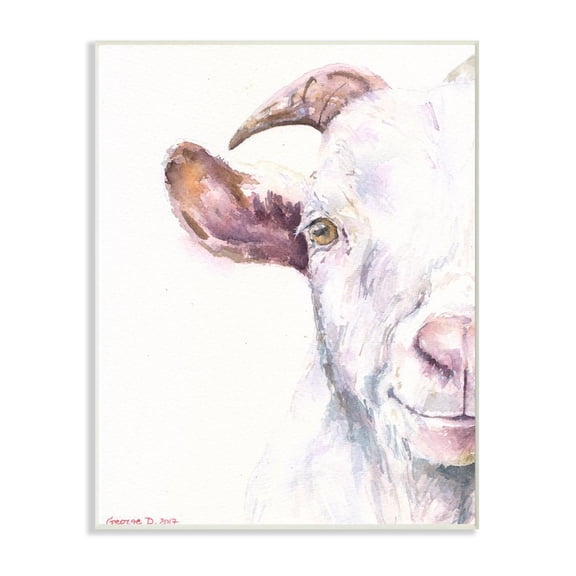 Stupell Industries Large Goat Head Animal Watercolor Painting Wall Plaque Art by George Dyachenko