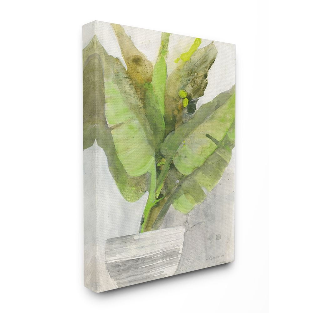 Stupell Industries Large Green Leaf Plant Home Indoor Watercolor Canvas Wall Art Design by Albena Hristova, 16" x 20"