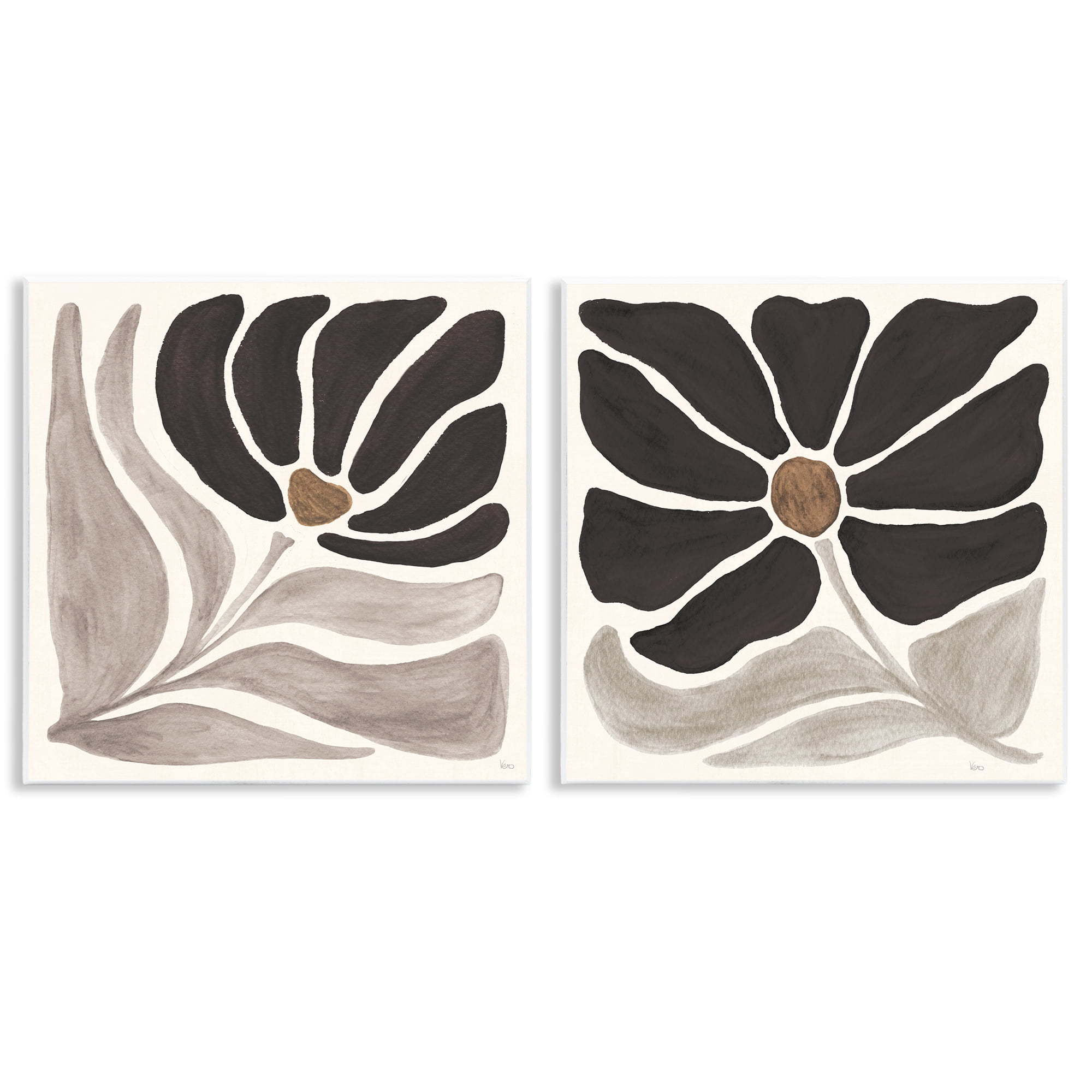 Stupell Industries Large Modern Flower Plants & Flowers Painting Unframed Art Print Wall Art, 12 x 12, Set of 2