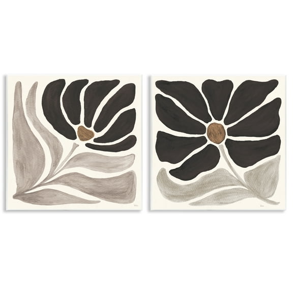 Stupell Industries Large Modern Flower Plants & Flowers Painting Unframed Art Print Wall Art, 12 x 12, Set of 2