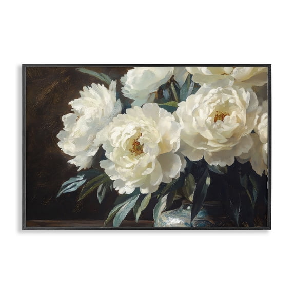 Stupell Industries Traditional Large Moody White Floral Black Framed Giclee Art, 18 x 12, by Petals Prints Design