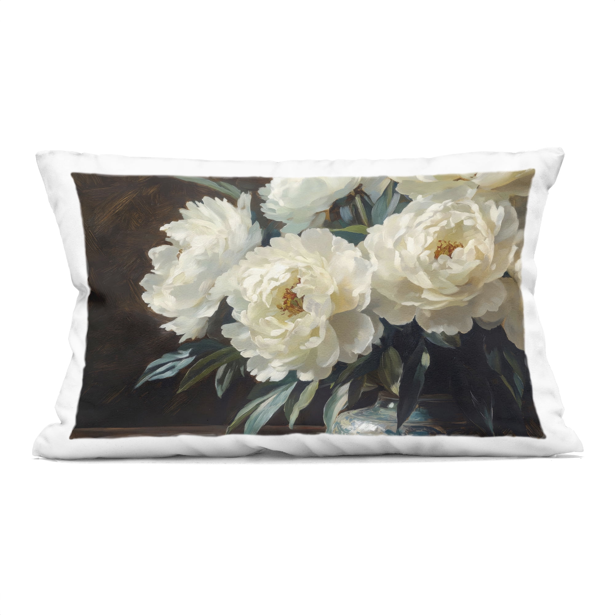 Stupell Industries Large Moody White Floral Decorative Printed Throw Pillow, design by Petal Prints Design, 14 x 7 x 20