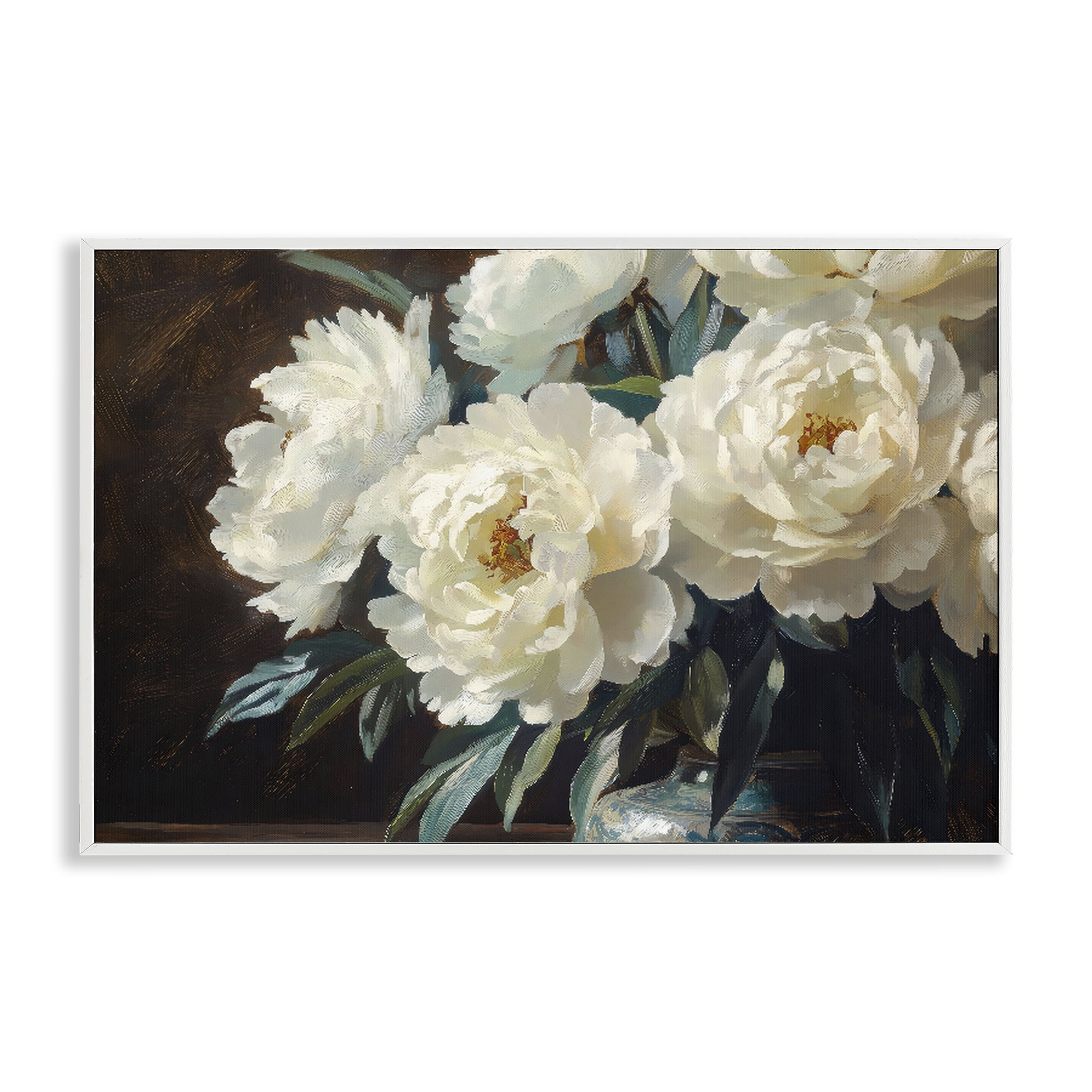 Stupell Industries Large Moody White Floral White Framed Giclee Art, design by Petal Prints Design