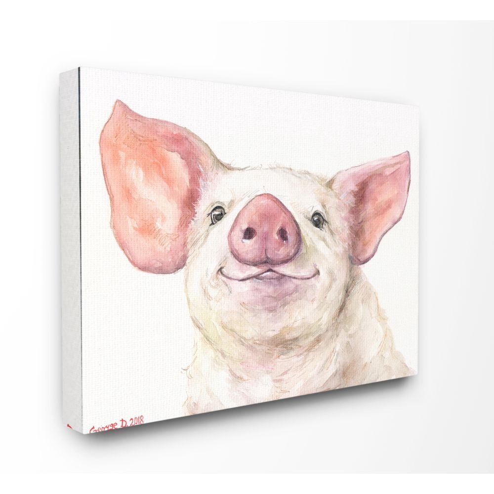Stupell Industries Large Pig Head Animal Watercolor Painting Canvas Wall Art by George Dyachenko