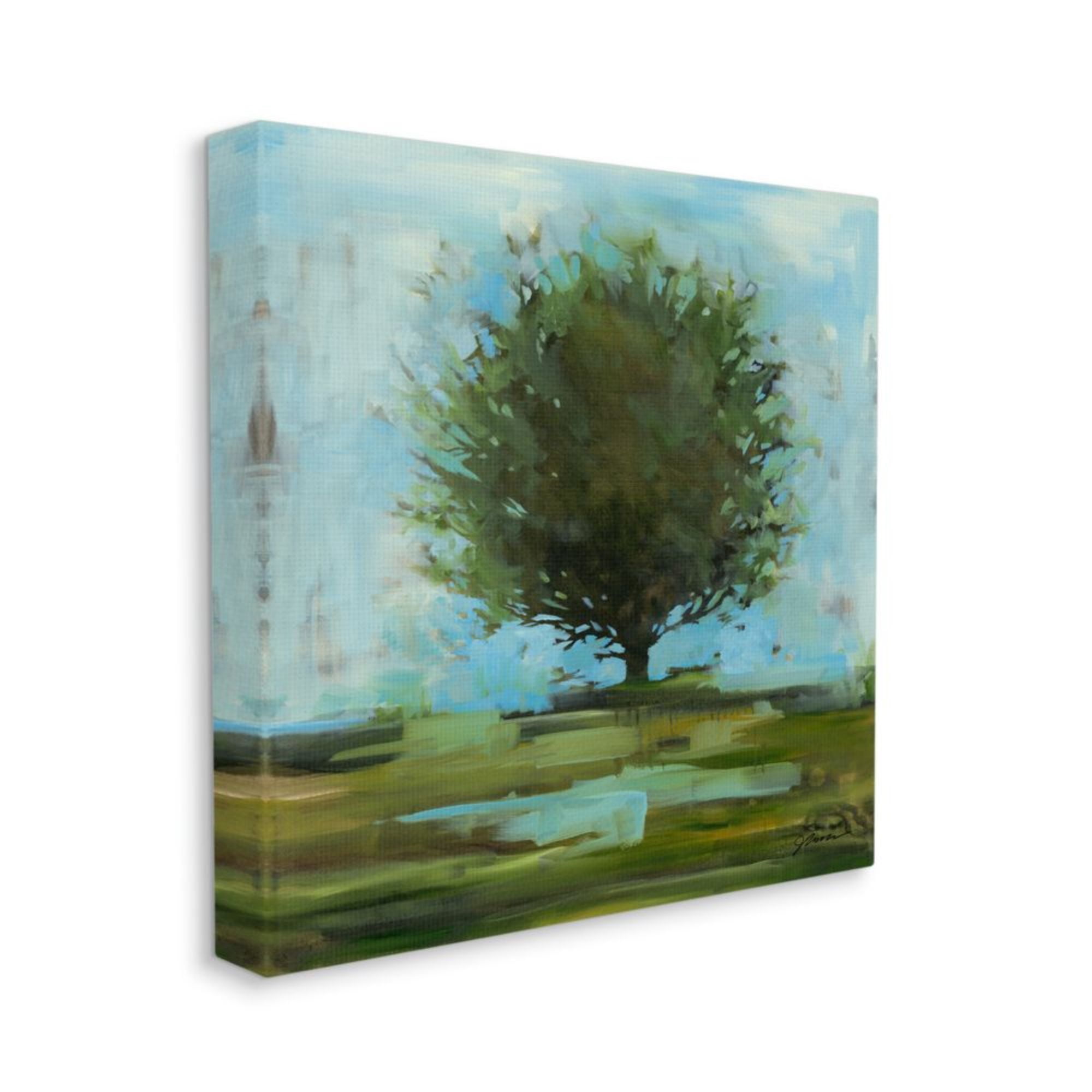 Stupell Industries Large Round Tree Landscape Abstract Grassy Area Design by Liz Jardine, 30" x 30"