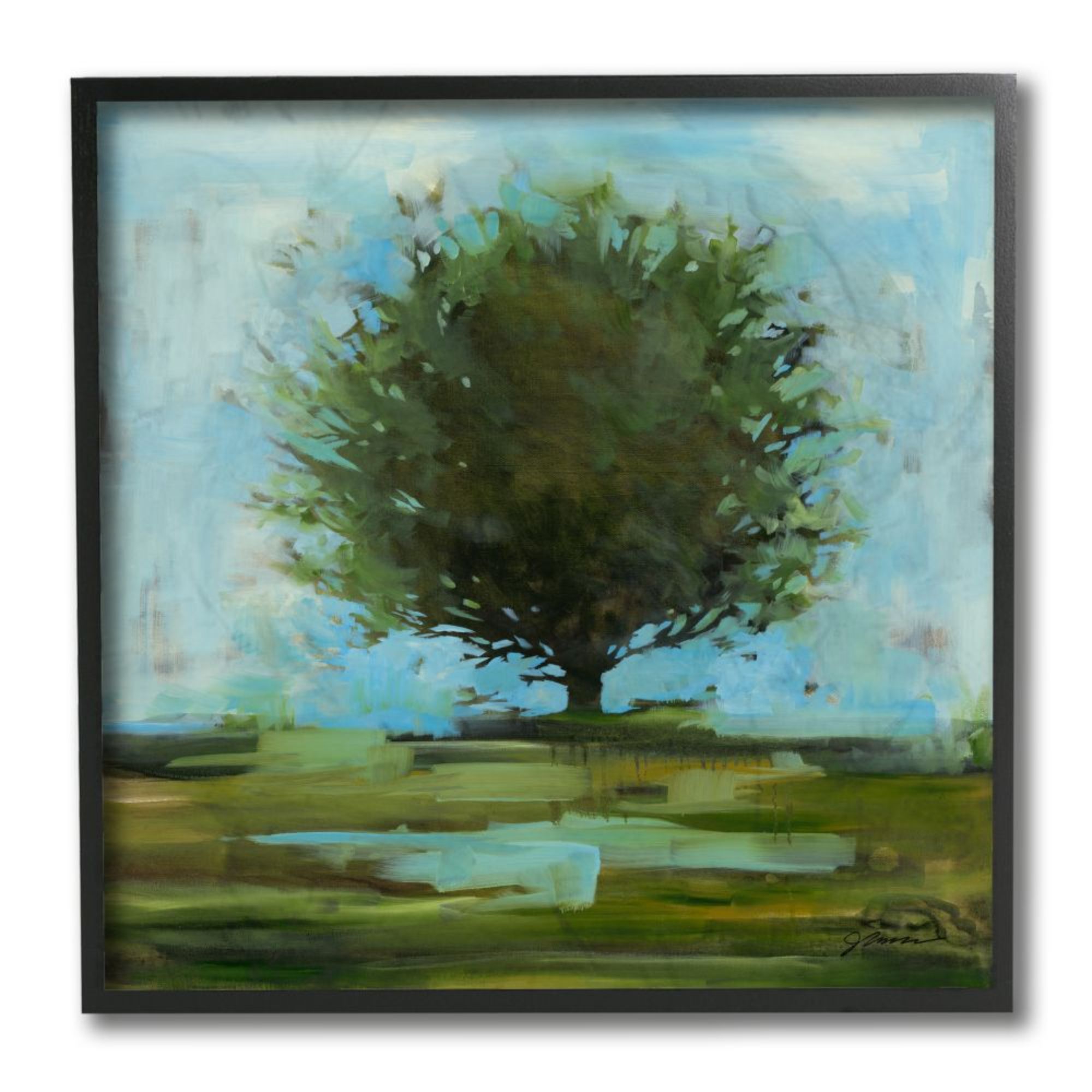 Stupell Industries Large Round Tree Landscape Abstract Grassy Area Design by Liz Jardine