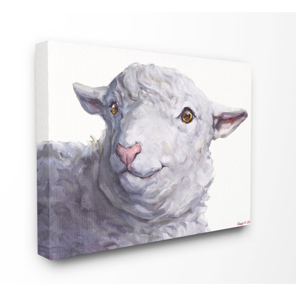 Stupell Industries Large Sheep Head Animal Watercolor Painting Canvas Wall Art by George Dyachenko