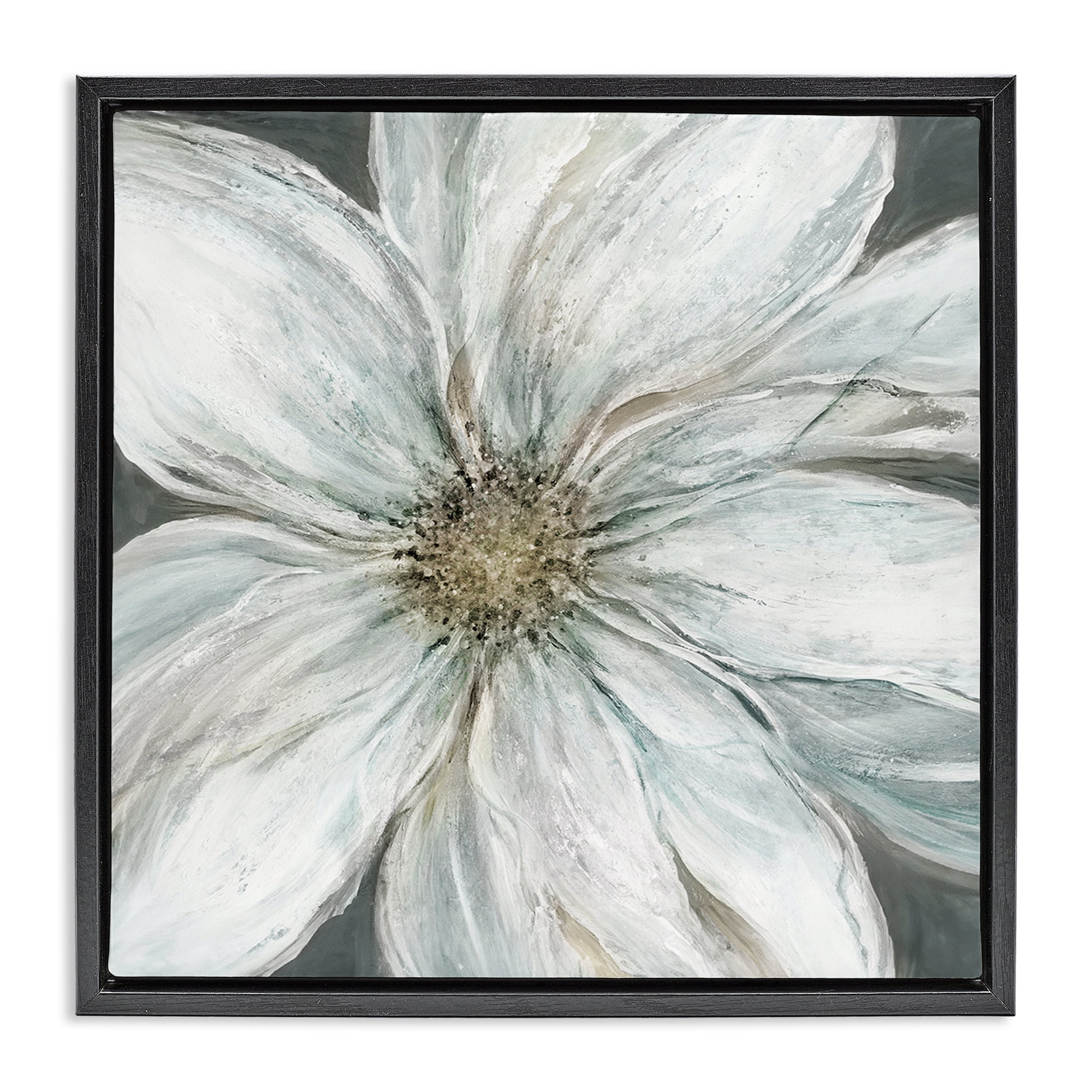 Stupell Industries Large White Flower Closeup Black Framed Floater Canvas Wall Art, design by Carol Robinson