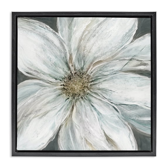 Stupell Industries Transitional Large White Flower Closeup Black Floating Frame Canvas Art, 18 x 18, by Carol Robinson