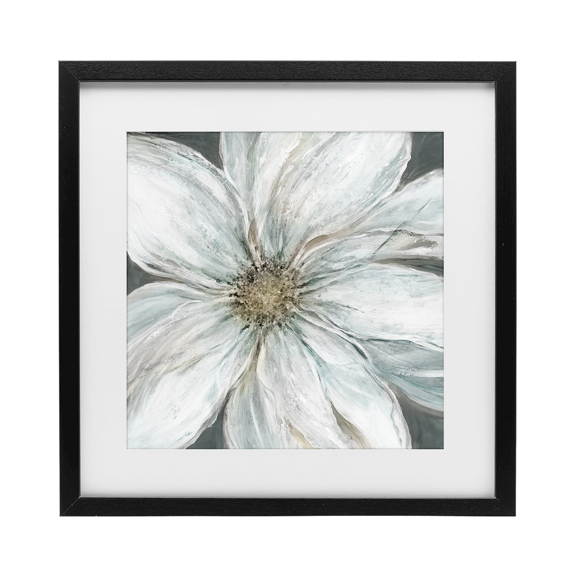 Stupell Industries Large White Flower Closeup Black Framed Print Under Glass, design by Carol Robinson