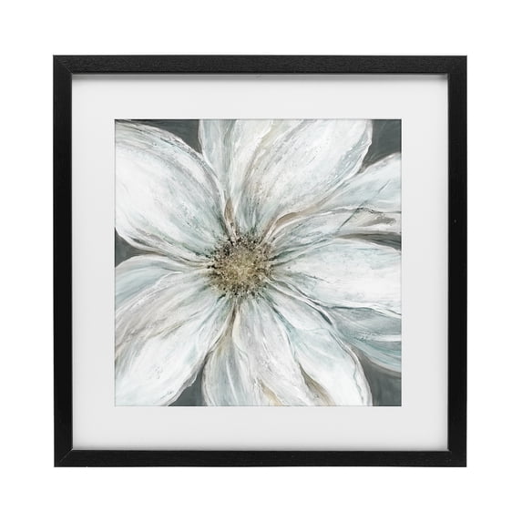 Stupell Industries Transitional Large White Flower Closeup Black Framed Print Under Glass, 13 x 13, by Carol Robinson