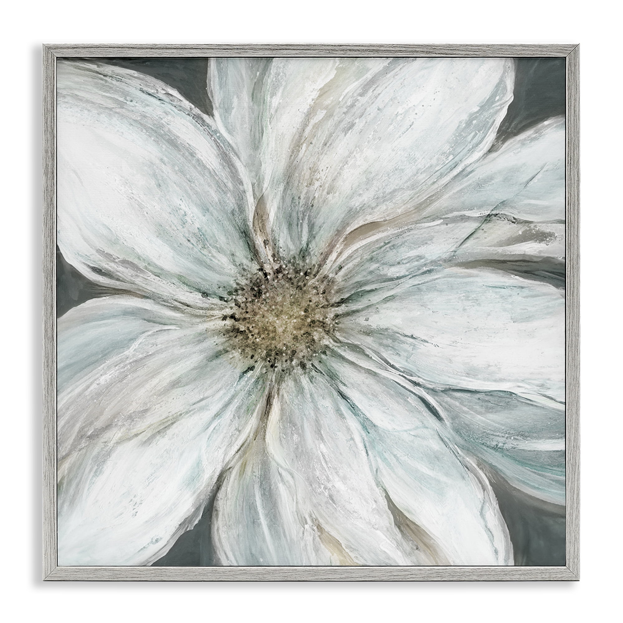 Stupell Industries Large White Flower Closeup Gray Framed Giclee Art, design by Carol Robinson