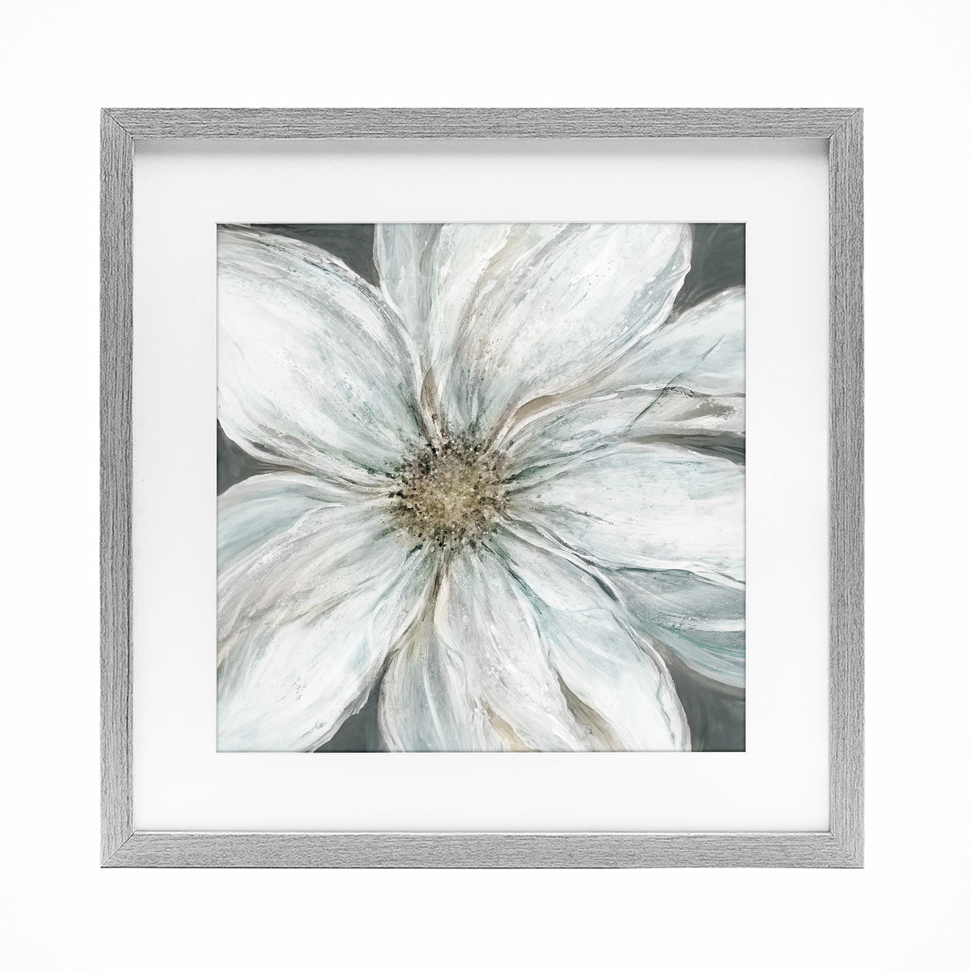 Stupell Industries Large White Flower Closeup Gray Framed Print Under Glass, design by Carol Robinson