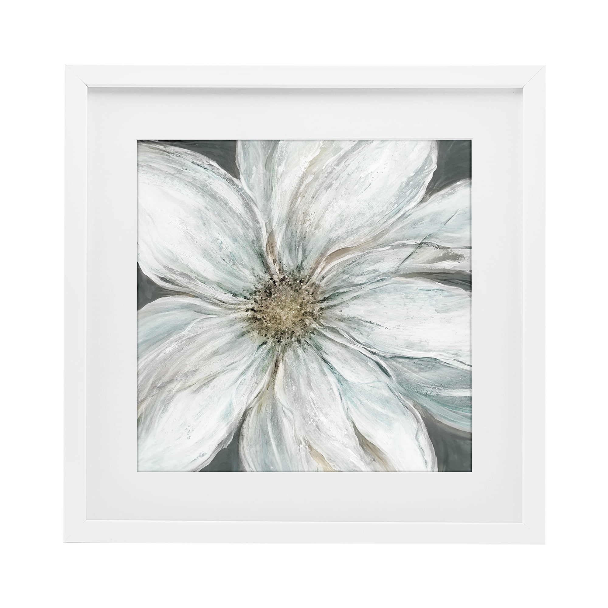 Stupell Industries Large White Flower Closeup White Framed Print Under Glass, design by Carol Robinson