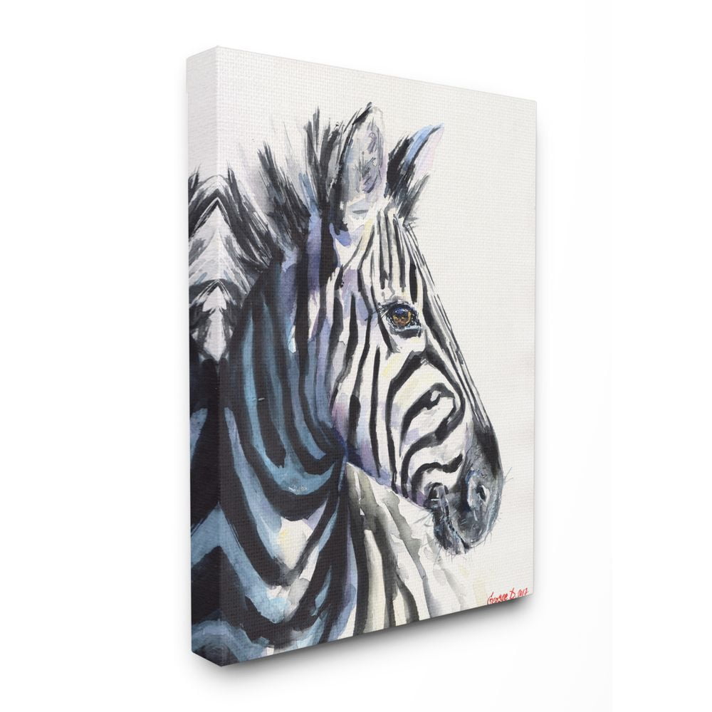 Stupell Industries Large Zebra Head Animal Watercolor Painting Super Canvas Wall Art by George Dyachenko