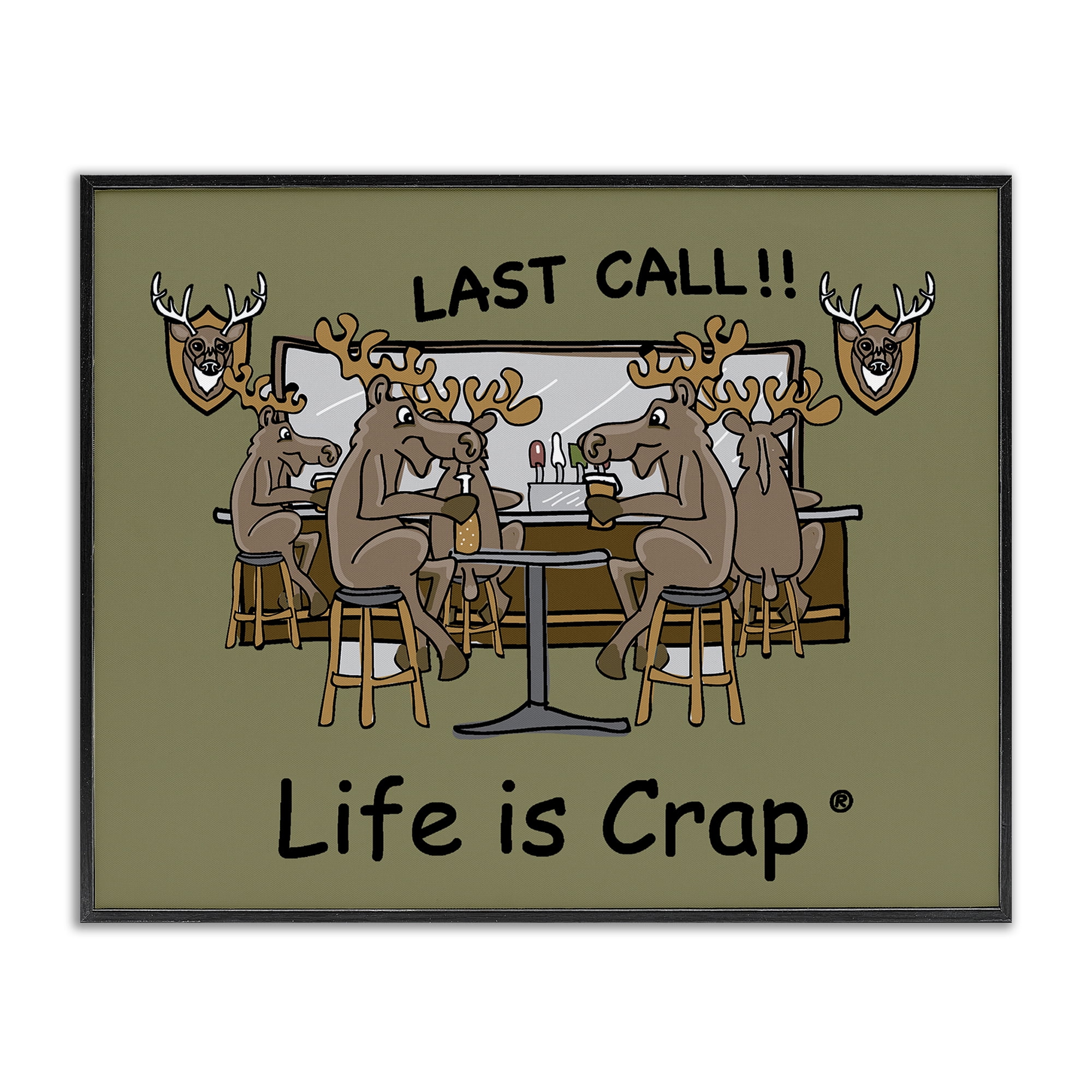 Stupell Industries Last Call at Bar Novelty & Humor Painting Black Framed Art Print Wall Art, 14 x 11