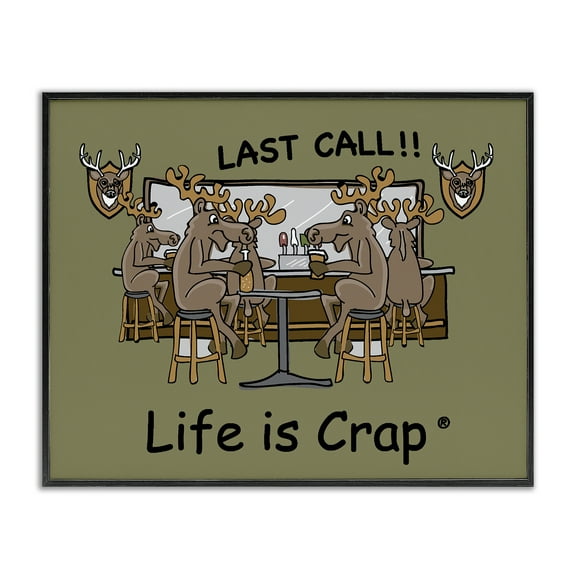 Stupell Industries Last Call at Bar Novelty & Humor Painting Black Framed Art Print Wall Art, 14 x 11