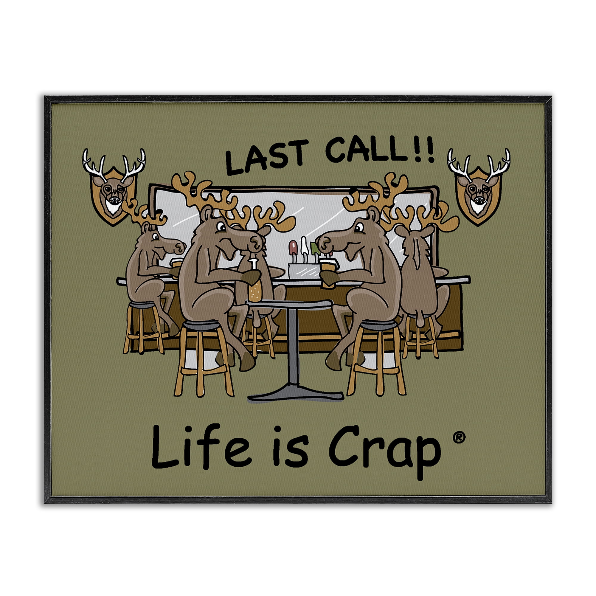 Stupell Industries Last Call at Bar Novelty & Humor Painting Black Framed Art Print Wall Art, 30 x 24