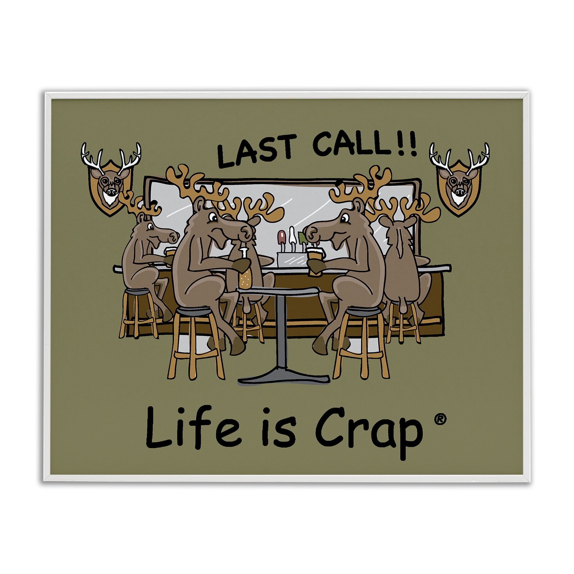 Stupell Industries Last Call at Bar Novelty & Humor Painting White Framed Art Print Wall Art, 30 x 24