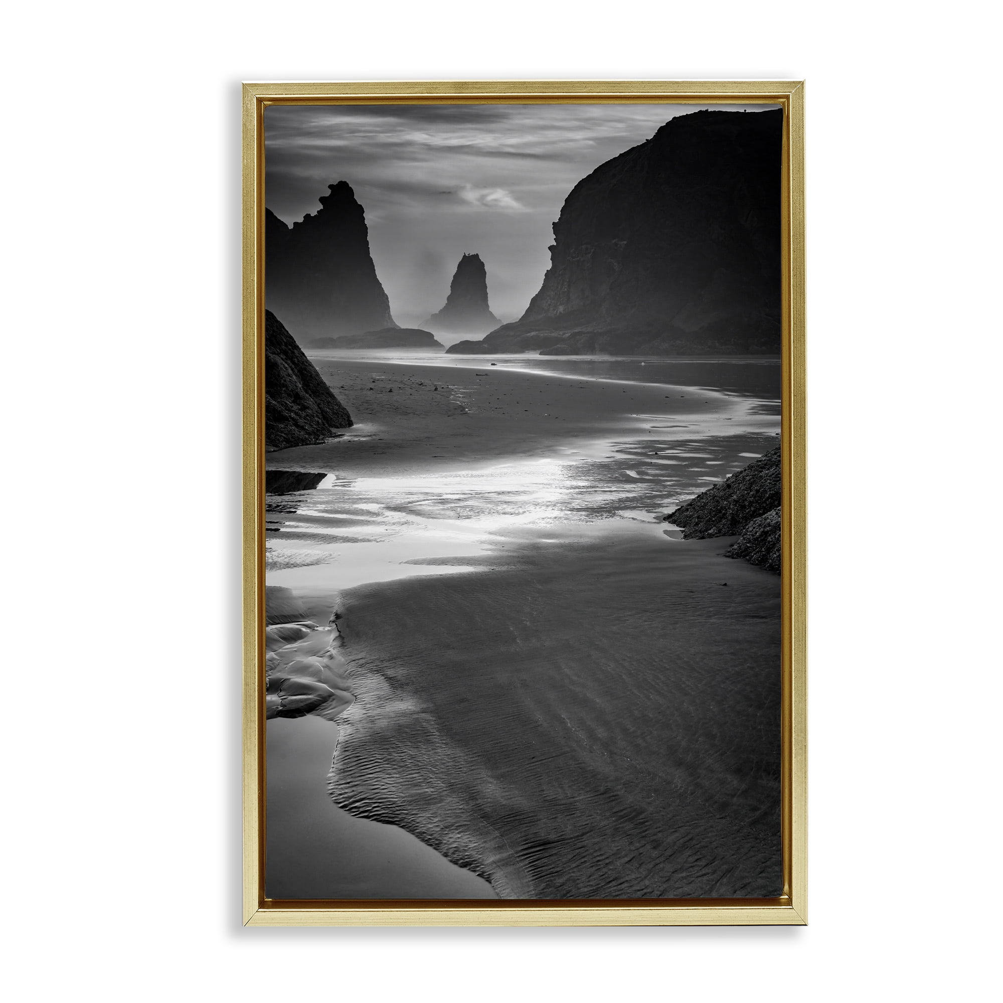 Stupell Industries Last Light On Bandon Beach Gold Framed Floater Canvas Wall Art, design by Rick Berk