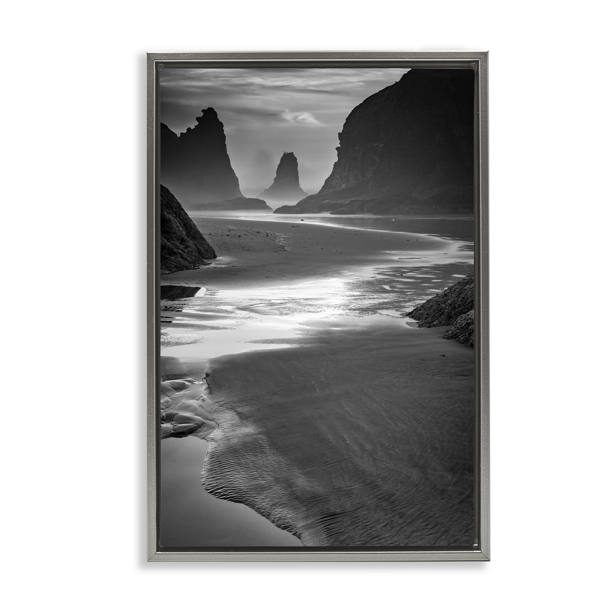 Stupell Industries Last Light On Bandon Beach Gray Framed Floater Canvas Wall Art, design by Rick Berk