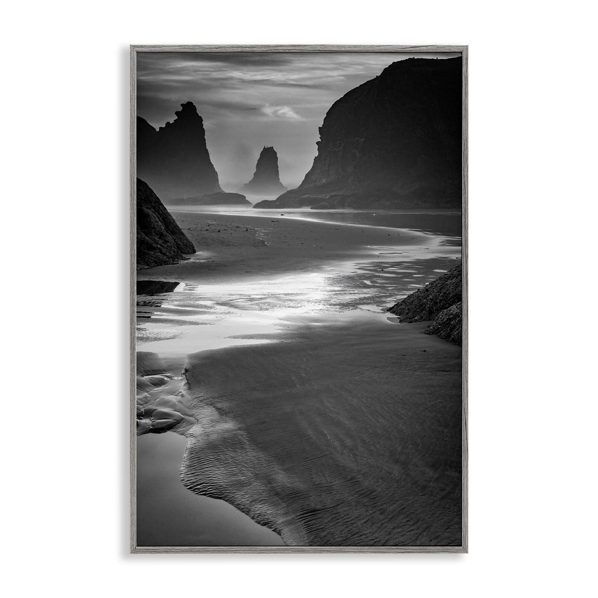 Stupell Industries Last Light On Bandon Beach Gray Framed Giclee Art, design by Rick Berk