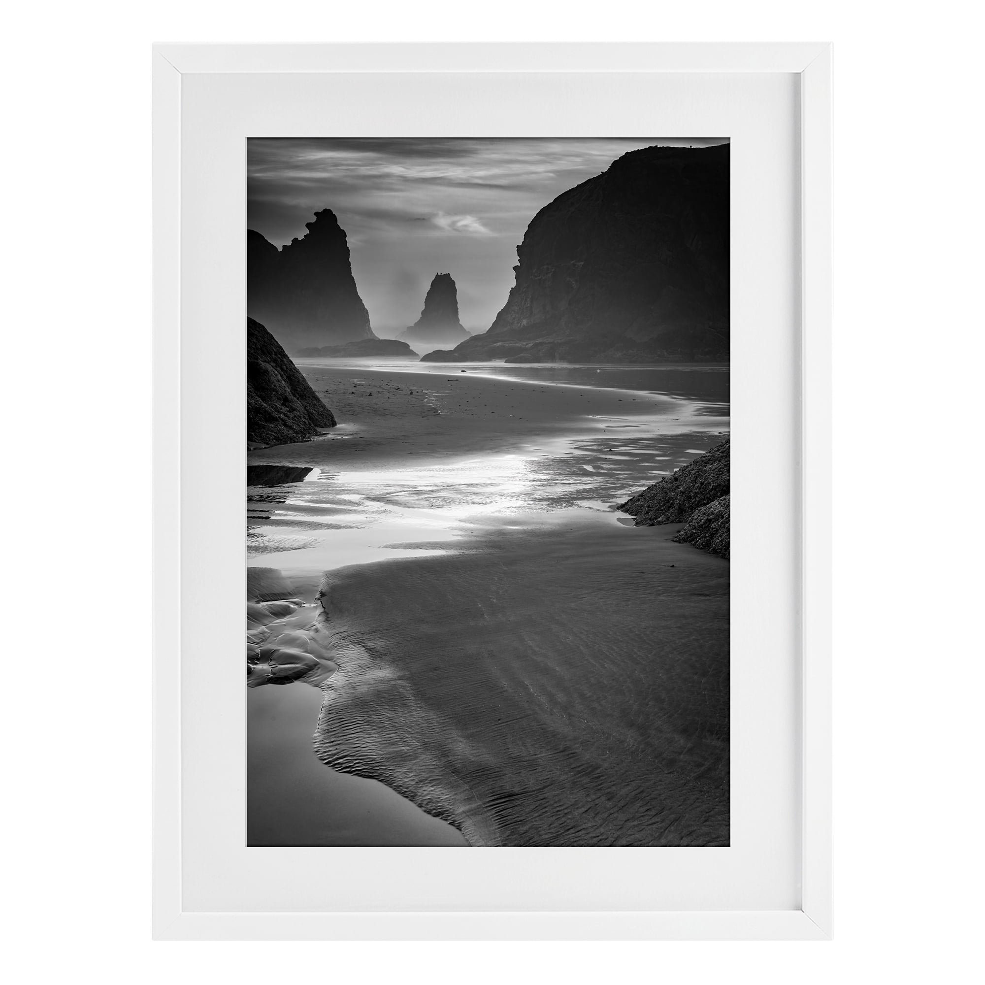 Stupell Industries Last Light On Bandon Beach White Framed Print Under Glass, design by Rick Berk