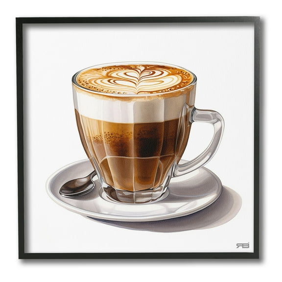Stupell Industries Latte with Milk Pattern Food & Beverage Painting Black Framed Art Print Wall Art, 12 x 12
