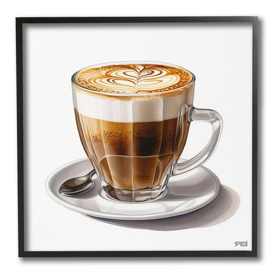 Stupell Industries Latte with Milk Pattern Food & Beverage Painting Black Framed Art Print Wall Art, 12 x 12