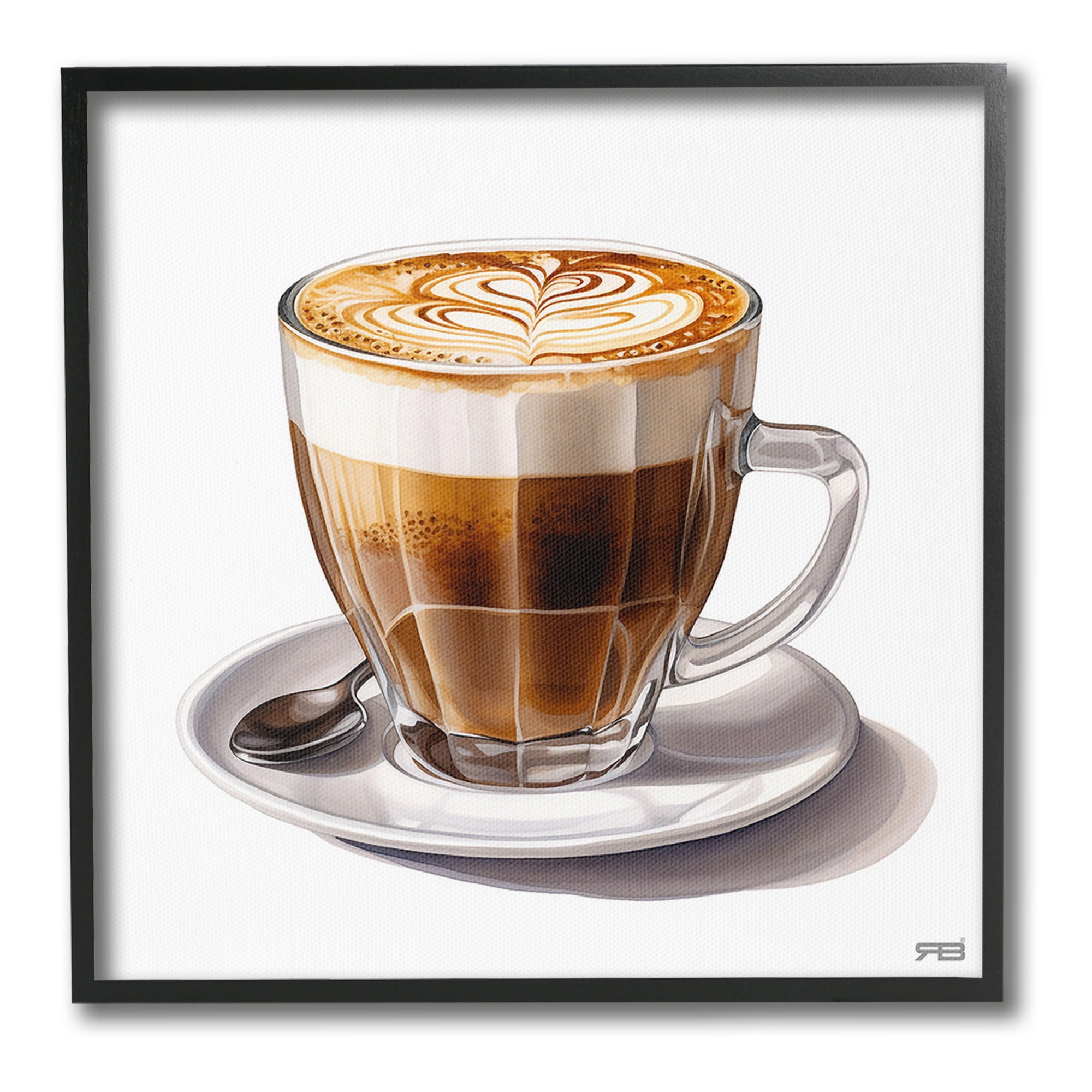 Stupell Industries Latte with Milk Pattern Food & Beverage Painting Black Framed Art Print Wall Art, 17 x 17