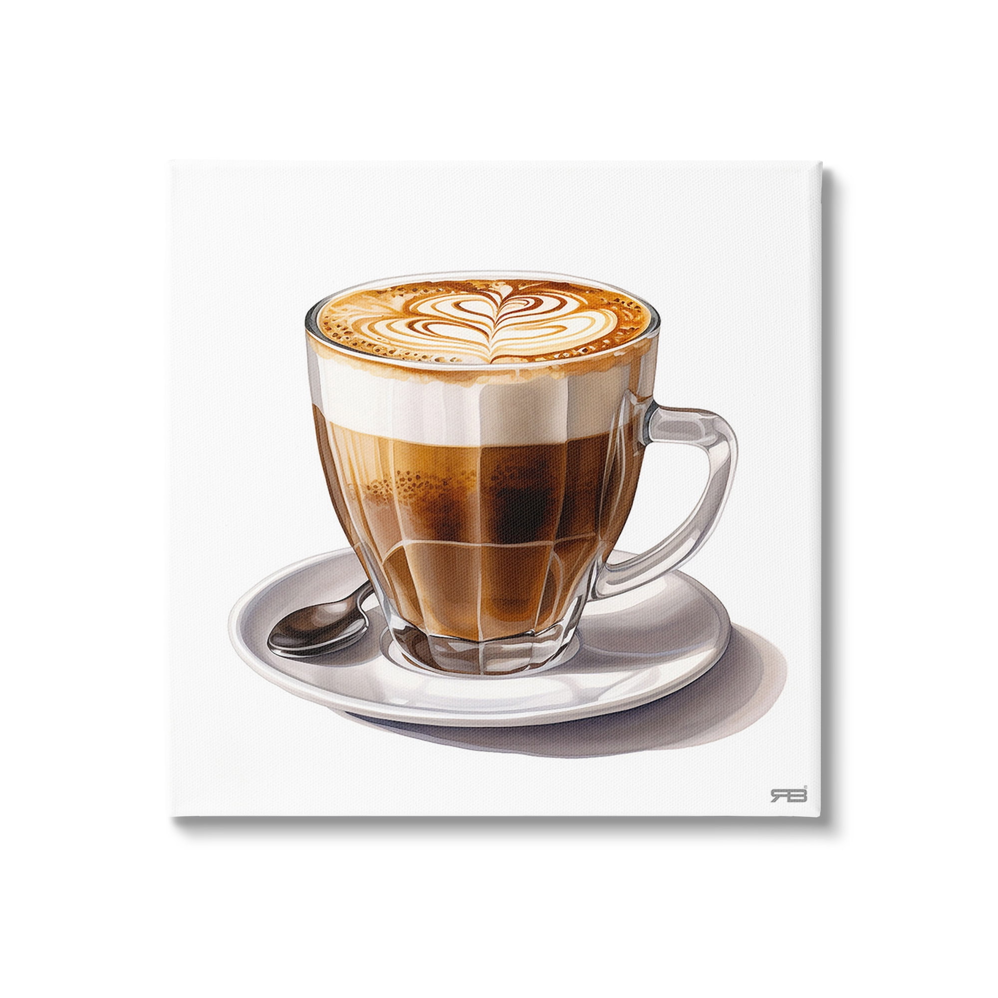 Stupell Industries Latte with Milk Pattern Food & Beverage Painting Gallery Wrapped Canvas Art Print Wall Art, 17 x 17