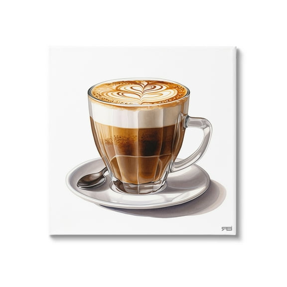 Stupell Industries Latte with Milk Pattern Food & Beverage Painting Gallery Wrapped Canvas Art Print Wall Art, 17 x 17