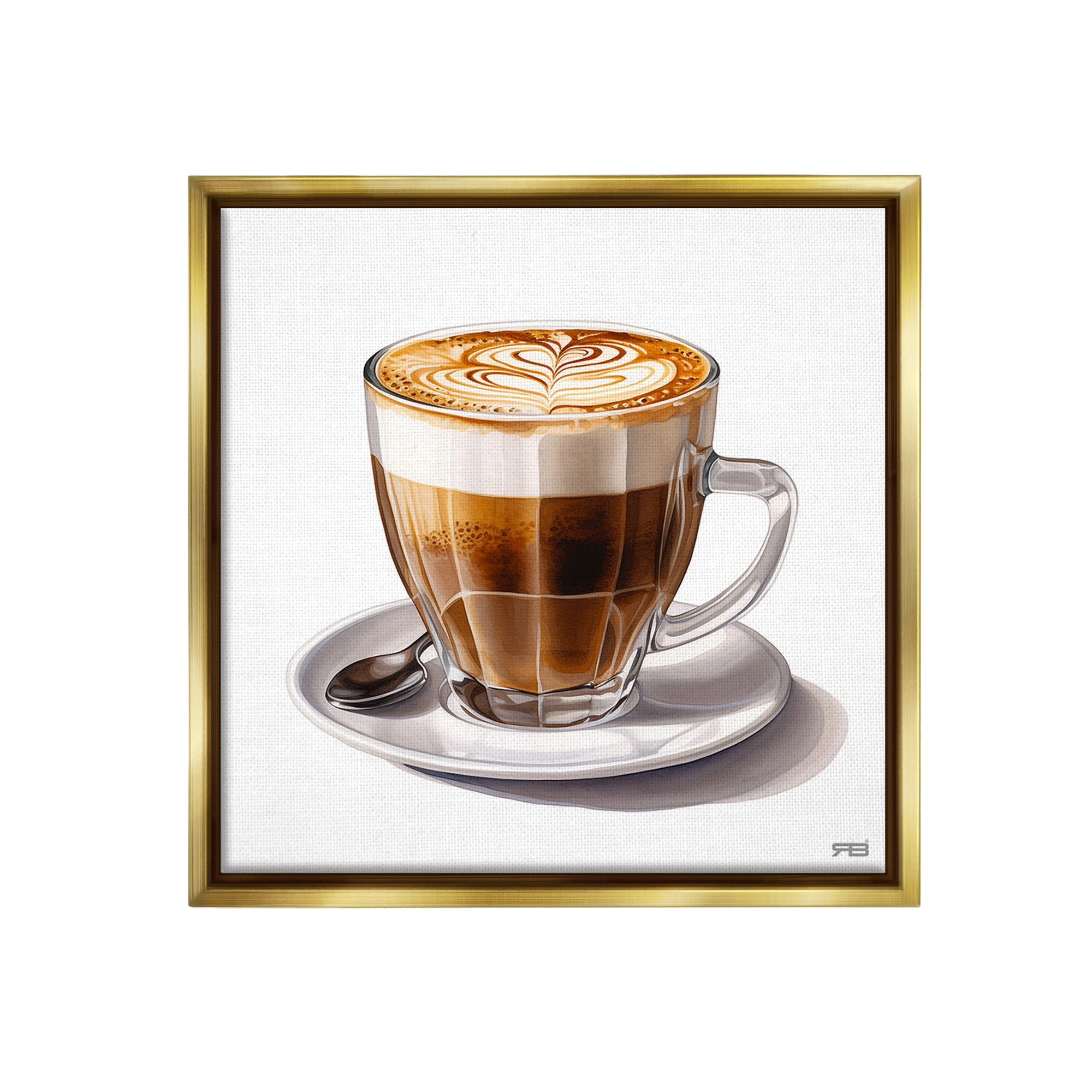 Stupell Industries Latte with Milk Pattern Food & Beverage Painting Gold Floater Framed Canvas Art Print Wall Art, 18 x 18