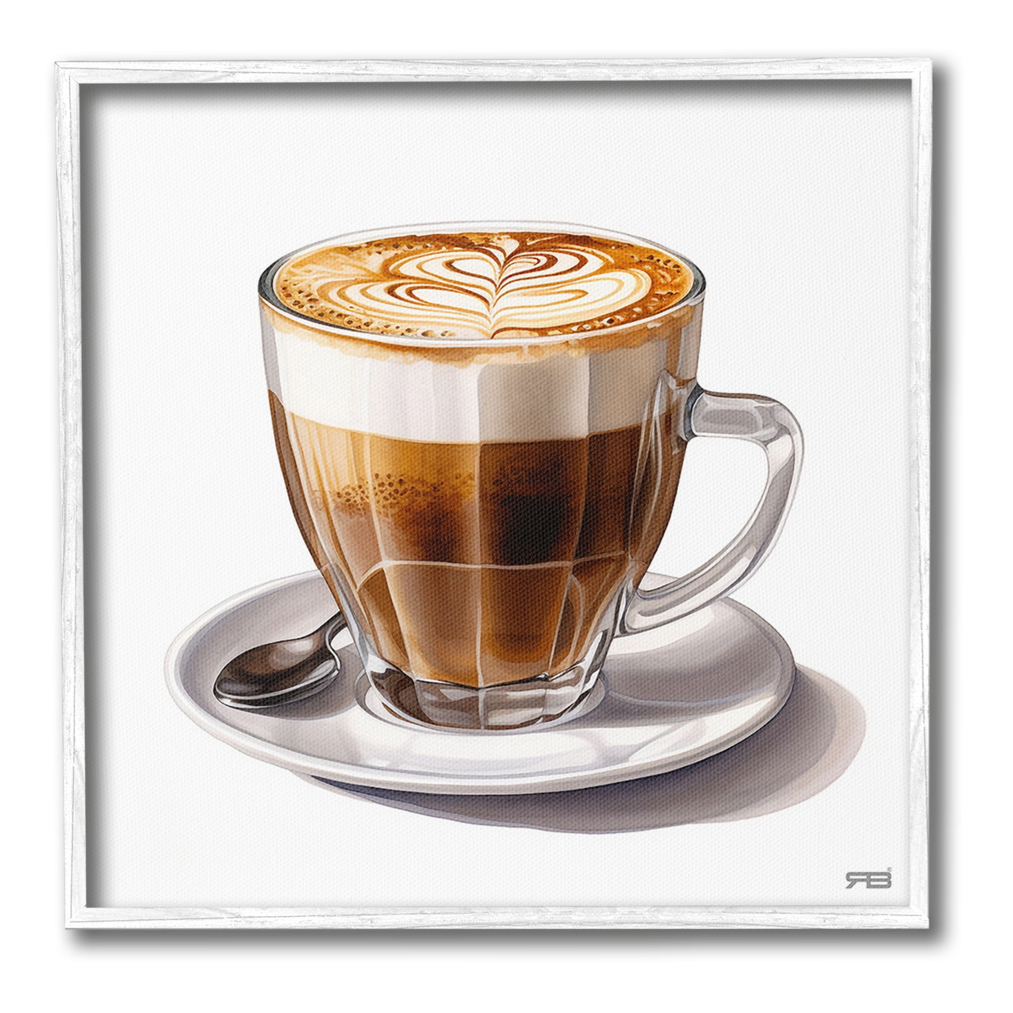 Stupell Industries Latte with Milk Pattern Food & Beverage Painting White Framed Art Print Wall Art, 17 x 17